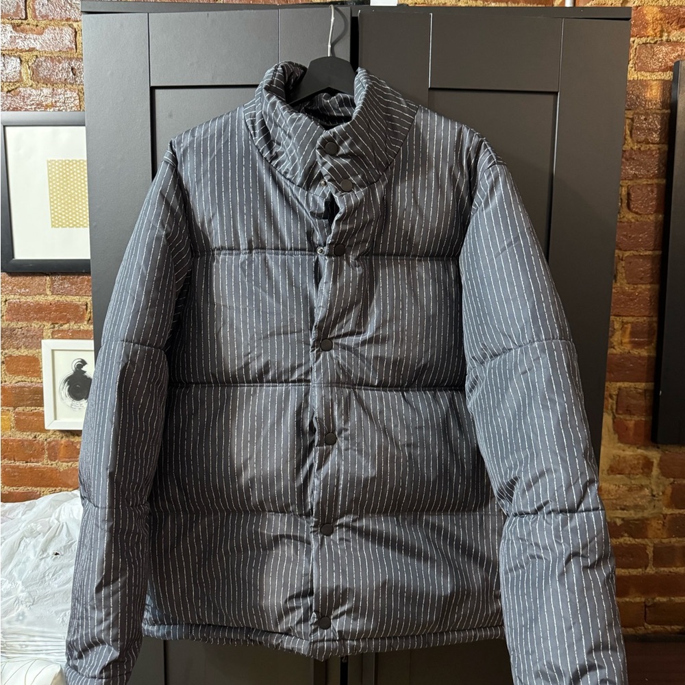Topman Gray Puffer Jacket with Ribbed Pattern - Picture 6 of 12